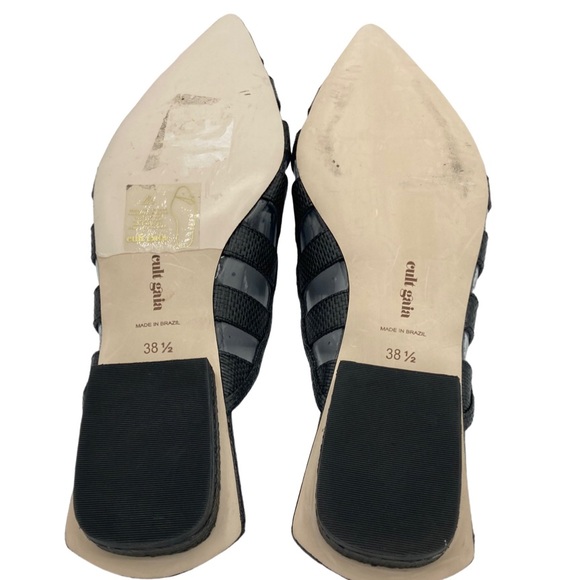 NWOB Cult Gaia Femi Vinyl & Black Faux Raffia Slide Ballerina Flats - Sz 8.5 - Picture 5 of 6